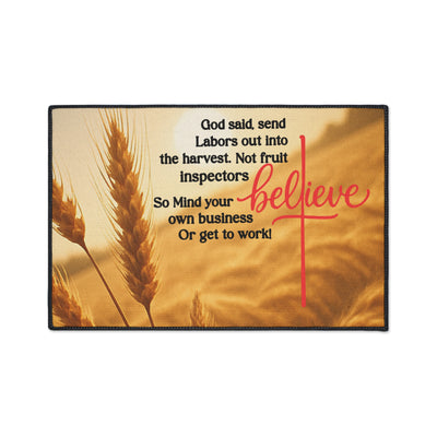 God Said Heavy Duty Floor Mat — Mind Your Business or Get to Work | Twisted Creations