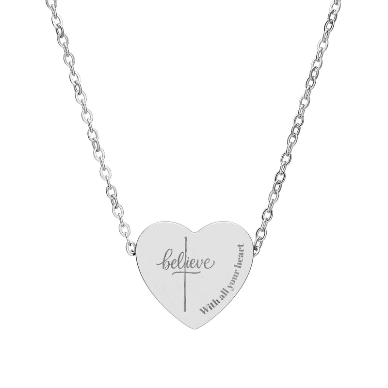 Engraved Heart Necklace — Personalized Heart Pendant Gift