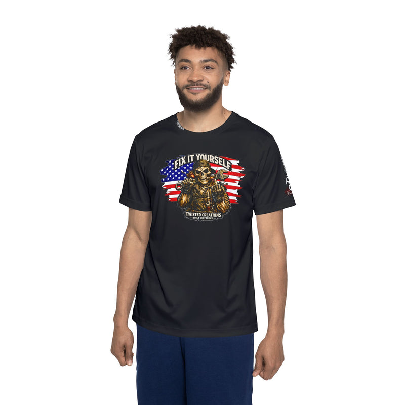 Men's Sports Jersey — 'Fix It Yourself' Skeleton Mechanic Graphic