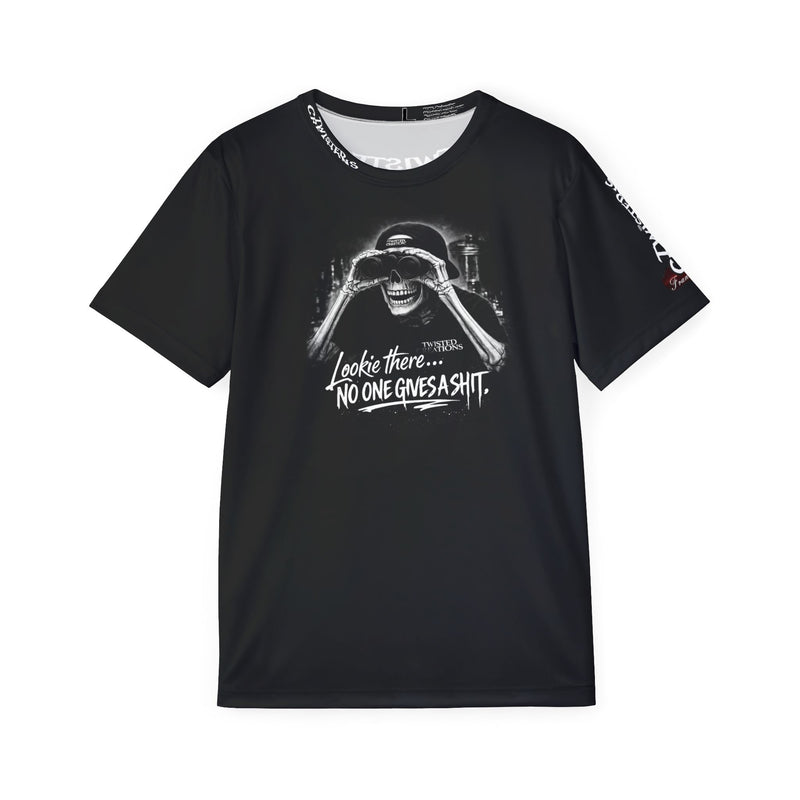 Men's Sports Jersey — 'Look No One, Give a Shit' Skeleton Binoculars Graphic
