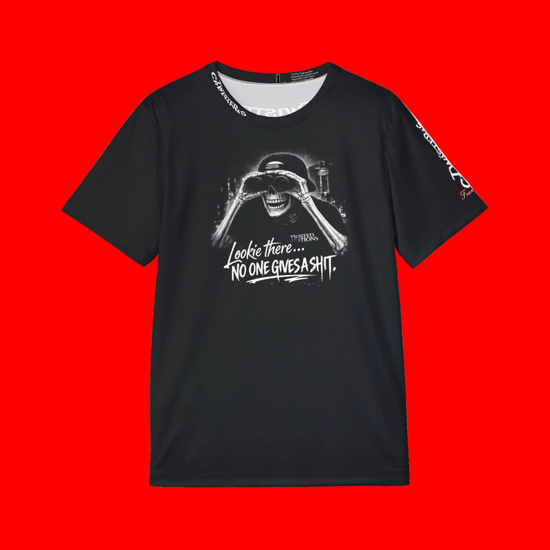 Men's Sports Jersey — 'Look No One, Give a Shit' Skeleton Binoculars Graphic