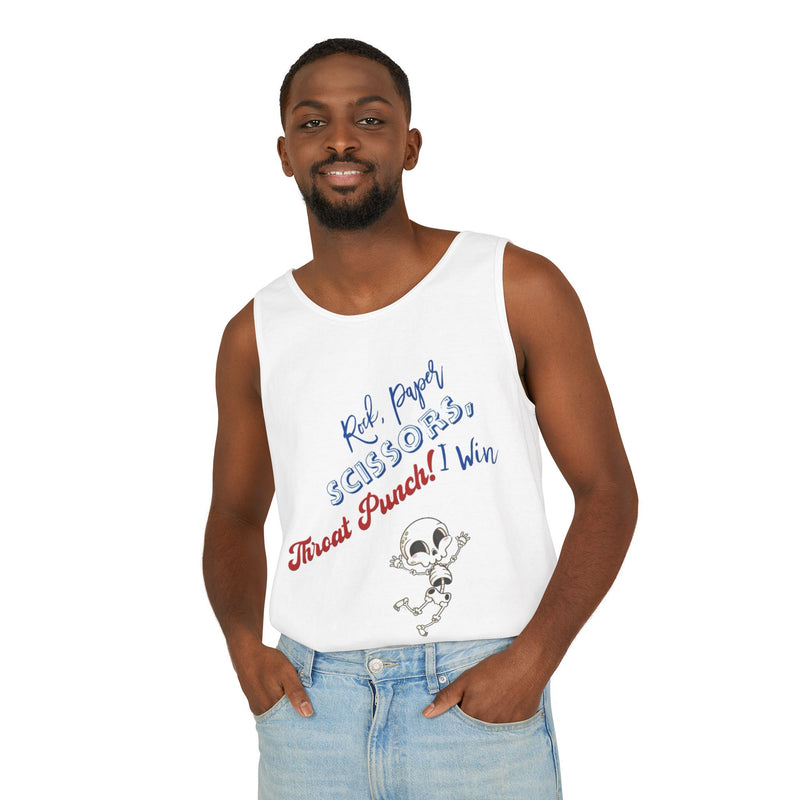 Reel Paper Scissors Tank Top, Fun Summer T-Shirt, Casual Wear, Skeleton Graphic Tee, Gift for Gamers