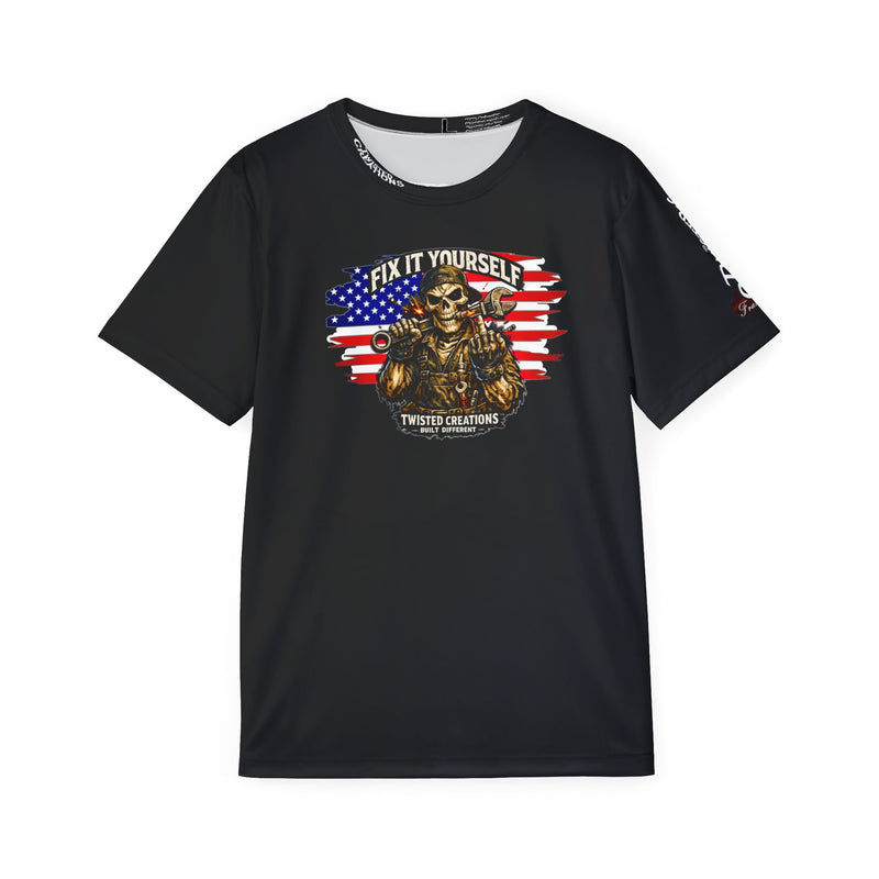 Men's Sports Jersey — 'Fix It Yourself' Skeleton Mechanic Graphic