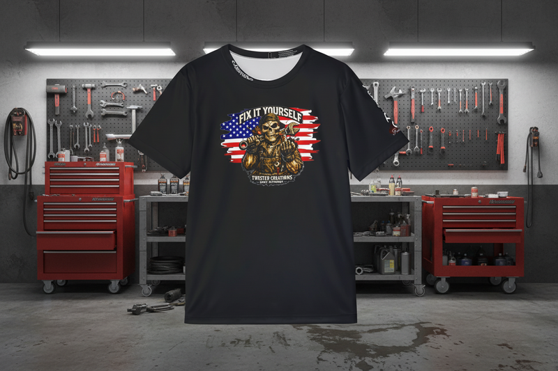 Men's Sports Jersey — 'Fix It Yourself' Skeleton Mechanic Graphic
