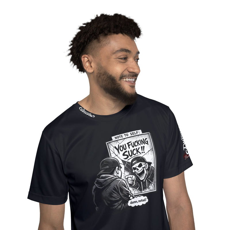 Men's Sports Jersey — Mirror Reflection 'You F**king Suck / Damn, Noted' Graphic