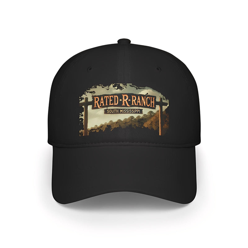 Rated Ranch Bundle black baseball cap with Rated R Ranch logo and South Mississippi design