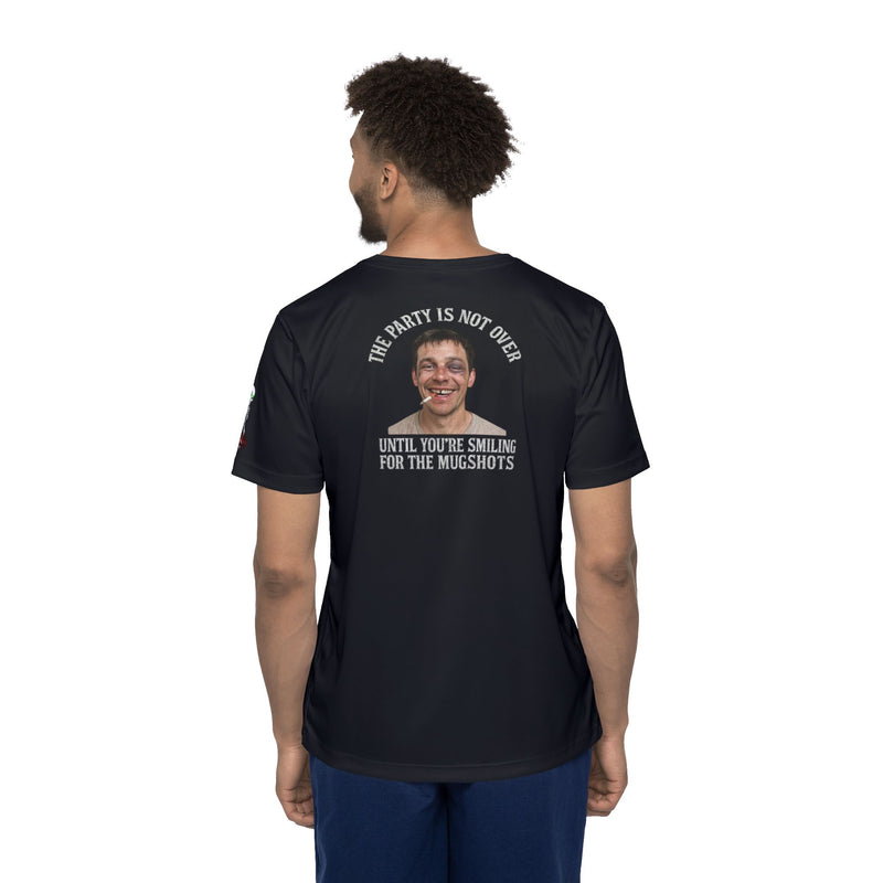 Men's Sports Jersey — "The Party Isn't Over Till You're Smiling for the Mug Shot"