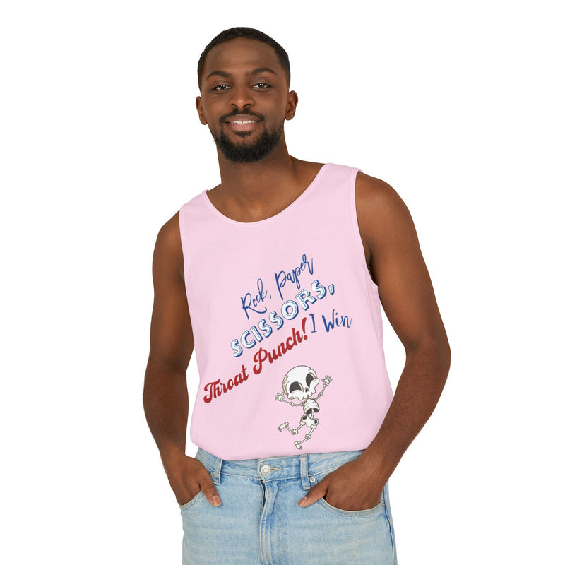 Reel Paper Scissors Tank Top, Fun Summer T-Shirt, Casual Wear, Skeleton Graphic Tee, Gift for Gamers