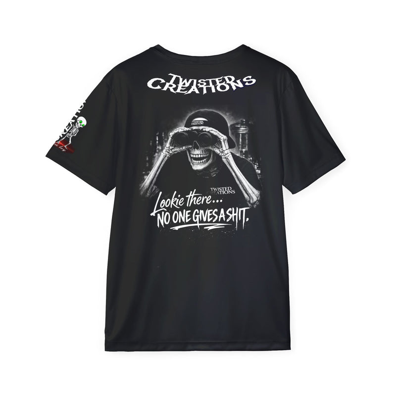 Men's Sports Jersey — 'Look No One, Give a Shit' Skeleton Binoculars Graphic