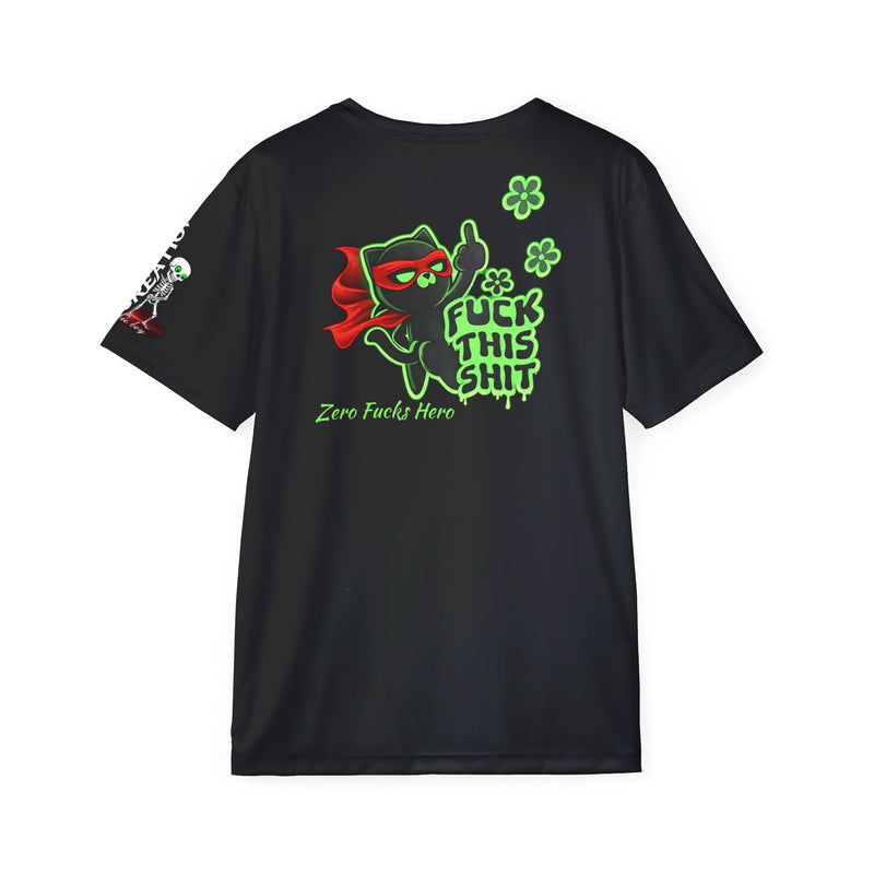 Men's Sport Jersey  Zero F--ks Hero  Rebel Cat Graphic Tee
