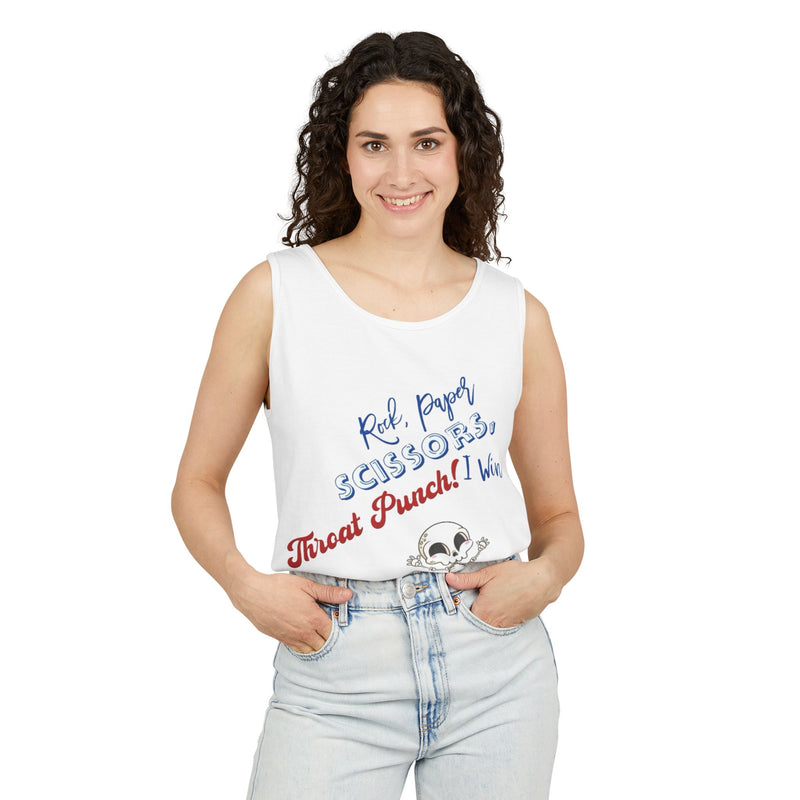 Reel Paper Scissors Tank Top, Fun Summer T-Shirt, Casual Wear, Skeleton Graphic Tee, Gift for Gamers