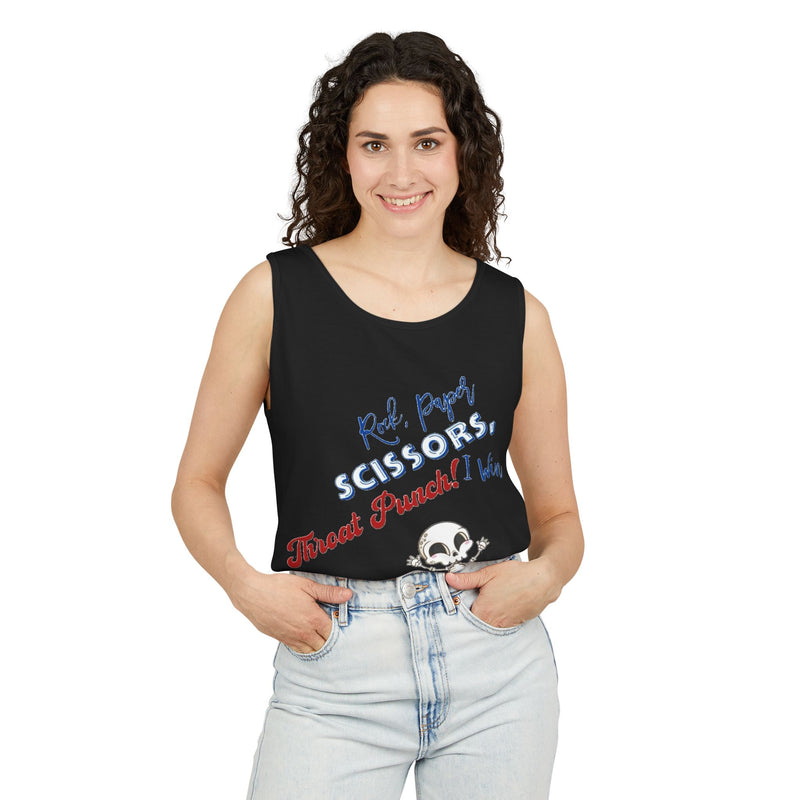 Reel Paper Scissors Tank Top, Fun Summer T-Shirt, Casual Wear, Skeleton Graphic Tee, Gift for Gamers