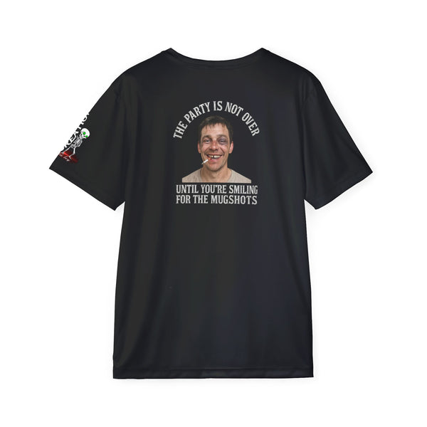 Men's Sports Jersey — "The Party Isn't Over Till You're Smiling for the Mug Shot"