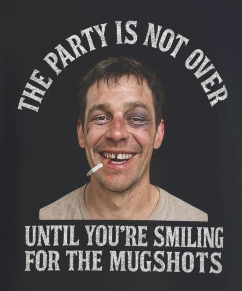 Men's Sports Jersey — "The Party Isn't Over Till You're Smiling for the Mug Shot"