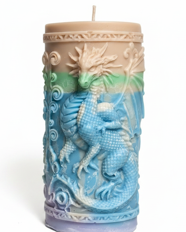 Dragon Pillar Candle sculpted into premium soy wax- Burnable art