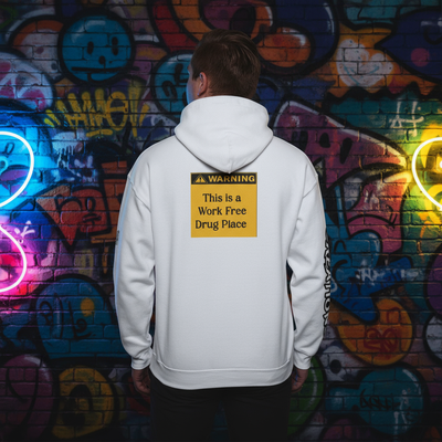 Streetwear Hooded Sweatshirt - Fun Warning Label Design