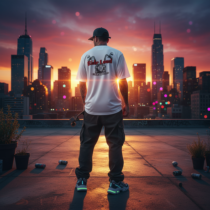 Back View - Rooftop Sunset Streetwear