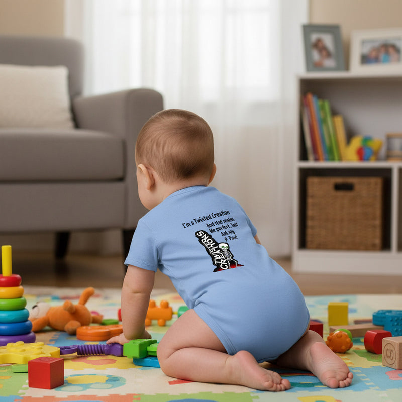 just ask my p-paw baby onesie