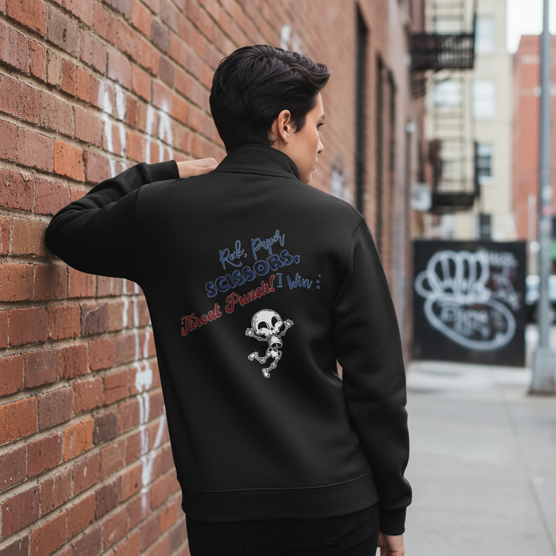 rock paper scissors Jerzees 8oz zip collared sweatshirt - new - new